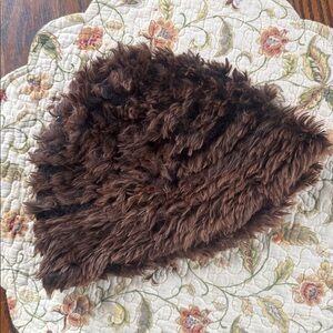 Overland Rabbit fur beanie hat dark brown womens o/s used